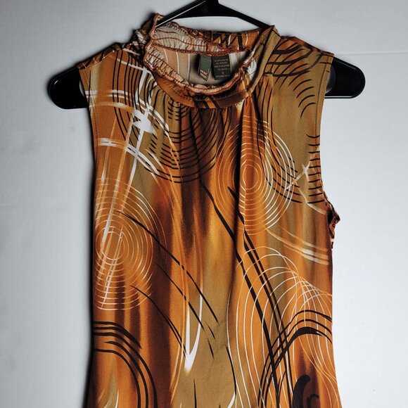 Sere Nade Tops - Sere Nade Orange Boho Abstract Sleeveless Top Sz Small